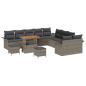 Preview: 13-teiliges Garten-Sofa-Set mit Kissen Grau Poly-Rattan Akazie, 2-Sitzer Garten-Sofa mit Kissen Grau Poly-Rattan, 3-teiliges Garten-Dining-Set mit Kissen Grau Poly-Rattan Akazie