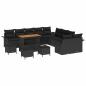 Preview: ARDEBO.de - 14-teiliges Garten-Sofa-Set mit Kissen Schwarz Poly-Rattan Akazie, 2-Sitzer Garten-Sofa mit Kissen Schwarz Poly-Rattan, 4-teiliges Garten-Dining-Set mit Kissen Schwarz Poly-Rattan Akazie