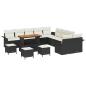 Preview: 14-teiliges Garten Sofa Set mit Kissen Schwarz Poly Rattan Akazie, 2-Sitzer Garten Sofa mit Kissen Schwarz Poly Rattan, 4-teiliges Garten Essset mit Kissen Schwarz Poly Rattan Akazie