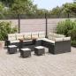 Preview: 14-teiliges Garten Sofa Set mit Kissen Schwarz Poly Rattan Akazie, 2-Sitzer Garten Sofa mit Kissen Schwarz Poly Rattan, 4-teiliges Garten Essset mit Kissen Schwarz Poly Rattan Akazie
