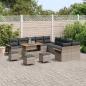 Preview: 14-teiliges Garten Sofa Set mit Kissen Grau Poly Rattan Akazie, 2-Sitzer Garten Sofa mit Kissen Grau Poly Rattan, 4-teiliges Garten Esstisch Set mit Kissen Grau Poly Rattan Akazie