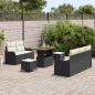Preview: 8-teiliges Garten Sofa Set mit Kissen Schwarz Poly Rattan Akazie, 2-Sitzer Garten Sofa mit Kissen Schwarz Poly Rattan, 3-teiliges Garten Essensemble mit Kissen Schwarz Poly Rattan Akazie