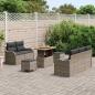 Preview: 8-teilige Garten-Sofa-Garnitur mit Kissen Grau Poly Rattan Akazie, 2-Sitzer Garten-Sofa mit Kissen Grau Poly Rattan, 3-teilige Garten-Essgruppe mit Kissen Grau Poly Rattan Akazie