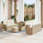 Preview: ARDEBO.de - 9-teiliges Garten-Sofa-Set mit Kissen Beige Poly Rattan Akazie, 2-Sitzer Garten-Sofa mit Kissen Beige Poly Rattan, 3-teiliges Garten-Esszimmer-Set mit Kissen Beige Poly Rattan Akazie