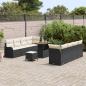 Preview: 11-teiliges Garten Sofa Set mit Kissen Schwarz Poly Rattan Akazie, 2-Sitzer Garten Sofa mit Kissen Schwarz Poly Rattan, 3-teiliges Garten Essset mit Kissen Schwarz Poly Rattan Akazie