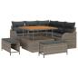Preview: ARDEBO.de - 8-teiliges Garten Sofa Set mit Kissen Grau Poly Rattan Akazie, 2-Sitzer Garten Sofa mit Kissen Grau Poly Rattan, 3-teilige Garten Essgruppe mit Kissen Grau Poly Rattan Akazie