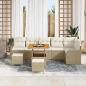 Preview: 9-teiliges Garten Sofa Set mit Kissen Beige Poly Rattan Akazie, 2-Sitzer Garten Sofa mit Kissen Beige Poly Rattan, 3-teiliges Garten Essset mit Kissen Beige Poly Rattan Akazie