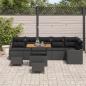 Preview: 9-teiliges Garten Sofa Set mit Kissen Schwarz Poly-Rattan Akazie, 2-Sitzer Garten Sofa mit Kissen Schwarz Poly-Rattan, 3-teiliges Garten Esstisch-Set mit Kissen Schwarz Poly-Rattan Akazie