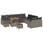 Preview: 13-teilige Garten-Sofa-Set mit Kissen Grau Poly Rattan Akazie, 2-Sitzer Garten-Sofa mit Kissen Grau Poly Rattan, 3-teiliges Garten-Ess-Set mit Kissen Grau Poly Rattan Akazie