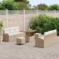 Preview: 9-teiliges Garten Sofa Set mit Kissen Beige Poly Rattan Akazie, 2-Sitzer Garten Sofa mit Kissen Beige Poly Rattan, 3-teiliges Garten Essset mit Kissen Beige Poly Rattan Akazie