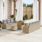 Preview: ARDEBO.de - 10-teiliges Garten Sofa Set mit Kissen Beige Poly Rattan Akazie, 2-Sitzer Garten Sofa mit Kissen Beige Poly Rattan, 3-teiliges Garten Ess Set mit Kissen Beige Poly Rattan Akazie