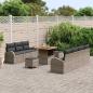 Preview: 10-teiliges Garten Sofa Set mit Kissen Grau Poly Rattan Akazie, 2-Sitzer Garten Sofa mit Kissen Grau Poly Rattan, 3-teiliges Garten Essset mit Kissen Grau Poly Rattan Akazie