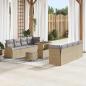 Preview: ARDEBO.de - 11-teiliges Garten Sofa Set mit Kissen Beige Poly Rattan Akazie, 2-Sitzer Garten Sofa mit Kissen Beige Poly Rattan, 3-teiliges Garten Essset mit Kissen Beige Poly Rattan Akazie