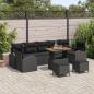 Preview: ARDEBO.de - 10-teiliges Garten Sofa Set mit Kissen Schwarz Poly Rattan Akazie, 2-Sitzer Garten Sofa mit Kissen Schwarz Poly Rattan, 3-teiliges Garten Esstisch Set mit Kissen Schwarz Poly Rattan Akazie