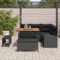 Preview: 8-teiliges Garten Sofa Set mit Kissen Schwarz Poly-Rattan Akazie, 2-Sitzer Garten Sofa mit Kissen Schwarz Poly-Rattan, 3-teiliges Garten Esstisch Set mit Kissen Schwarz Poly-Rattan Akazie
