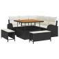 Preview: 8-teiliges Garten Sofa Set mit Kissen Schwarz Poly Rattan Akazie, 2-Sitzer Garten Sofa mit Kissen Schwarz Poly Rattan, 3-teiliges Garten Esstisch Set mit Kissen Schwarz Poly Rattan Akazie