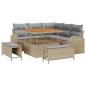 Preview: 8-teiliges Garten Sofa Set mit Kissen Beige Poly Rattan Akazie, 2-Sitzer Garten Sofa mit Kissen Beige Poly Rattan, 3-teiliges Garten Ess-Set mit Kissen Beige Poly Rattan Akazie