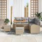 Preview: 8-teiliges Garten Sofa Set mit Kissen in Beige aus Poly Rattan und Akazie, 2-Sitzer Garten Sofa mit Kissen in Beige aus Poly Rattan, 3-teiliges Garten Esstisch Set mit Kissen in Beige aus Poly Rattan und Akazie