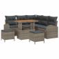Preview: 8-teiliges Garten Sofa Set mit Kissen Grau Poly Rattan Akazie, 2-Sitzer Garten Sofa mit Kissen Grau Poly Rattan, 3-teiliges Garten Essset mit Kissen Grau Poly Rattan Akazie