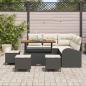 Preview: 9-teiliges Garten Sofa Set mit Kissen Schwarz Poly Rattan Akazie, 2-Sitzer Garten Sofa mit Kissen Schwarz Poly Rattan, 4-teiliges Garten Essset mit Kissen Schwarz Poly Rattan Akazie