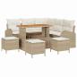 Preview: 9-teiliges Garten-Sofa-Set mit Kissen Beige Poly Rattan Akazie, 2-Sitzer Garten-Sofa mit Kissen Beige Poly Rattan, 4-teiliges Garten-Dining-Set mit Kissen Beige Poly Rattan Akazie