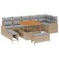 Preview: 9-Teiliges Garten Sofa Set mit Kissen Beige Poly Rattan Akazie, 2-Sitzer Garten Sofa mit Kissen Beige Poly Rattan, 3-Teiliges Garten Essset mit Kissen Beige Poly Rattan Akazie