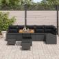 Preview: 9-teiliges Garten Sofa Set mit Kissen Schwarz Poly Rattan Akazie, 2-Sitzer Garten Sofa mit Kissen Schwarz Poly Rattan, 3-teiliges Garten Essenset mit Kissen Schwarz Poly Rattan Akazie