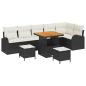 Preview: 9-teiliges Garten-Sofa-Set mit Kissen Schwarz Poly-Rattan Akazie, 2-Sitzer Garten-Sofa mit Kissen Schwarz Poly-Rattan, 3-teiliges Garten-Dining-Set mit Kissen Schwarz Poly-Rattan Akazie