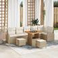 Preview: ARDEBO.de - 9-teiliges Garten Sofa Set mit Kissen Beige Poly Rattan Akazie, 2-Sitzer Garten Sofa mit Kissen Beige Poly Rattan, 3-teiliges Garten Esszimmer Set mit Kissen Beige Poly Rattan Akazie.