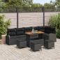Preview: ARDEBO.de - 10 Teile Garten Sofa Set mit Kissen Schwarz Poly Rattan Akazie, 2-Sitzer Garten Sofa mit Kissen Schwarz Poly Rattan, 4 Teile Garten Essenset mit Kissen Schwarz Poly Rattan Akazie