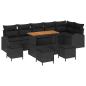 Preview: 10 Teile Garten Sofa Set mit Kissen Schwarz Poly Rattan Akazie, 2-Sitzer Garten Sofa mit Kissen Schwarz Poly Rattan, 4 Teile Garten Essenset mit Kissen Schwarz Poly Rattan Akazie