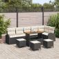 Preview: ARDEBO.de - 10-teiliges Garten-Sofa-Set mit Kissen Schwarz Poly-Rattan Akazie, 2-Sitzer Garten-Sofa mit Kissen Schwarz Poly-Rattan, 4-teiliges Garten-Essgruppen-Set mit Kissen Schwarz Poly-Rattan Akazie