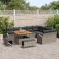 Preview: 12-teiliges Garten-Sofa-Set mit Kissen Grau Poly Rattan Akazie, 3-teiliges Garten-Esszimmer-Set mit Kissen Grau Poly Rattan Akazie, 2-Sitzer Garten-Sofa mit Kissen Grau Poly Rattan