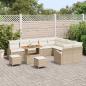 Preview: 12-teiliges Garten Sofa Set mit Kissen Beige Poly Rattan Akazie, 3-teiliges Garten Esstisch Set mit Kissen Beige Poly Rattan Akazie, 2-Sitzer Garten Sofa mit Kissen Beige Poly Rattan