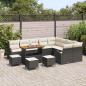Preview: 13 teiliges Garten-Sofa-Set mit Kissen Schwarz Poly Rattan Akazie, 4 teiliges Garten-Dining-Set mit Kissen Schwarz Poly Rattan Akazie, 2-Sitzer Garten-Sofa mit Kissen Schwarz Poly Rattan