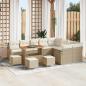 Preview: ARDEBO.de - 13-teiliges Garten Sofa Set mit Kissen Beige Poly-Rattan Akazie, 4-teiliges Garten Essenset mit Kissen Beige Poly-Rattan Akazie, 2-Sitzer Garten Sofa mit Kissen Beige Poly-Rattan