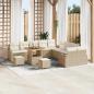 Preview: ARDEBO.de - 13-teiliges Garten-Sofa-Set mit Kissen Beige Poly Rattan Akazie, 2-Sitzer Garten-Sofa mit Kissen Beige Poly Rattan, 3-teiliges Garten-Ess-Set mit Kissen Beige Poly Rattan Akazie