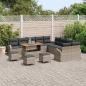 Preview: 14-teiliges Garten-Sofa-Set mit Kissen Grau Poly-Rattan Akazie, 2-Sitzer Garten Sofa mit Kissen Grau Poly-Rattan, 4-teiliges Garten-Esszimmer-Set mit Kissen Grau Poly-Rattan Akazie