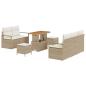 Preview: 8-teiliges Garten-Sofa-Set mit Kissen Beige Poly Rattan Akazie, 2-Sitzer Garten-Sofa mit Kissen Beige Poly Rattan, 3-teiliges Garten-Ess-Set mit Kissen Beige Poly Rattan Akazie