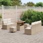 Preview: 8-teiliges Garten-Sofa-Set mit Kissen Beige Poly Rattan Akazie, 2-Sitzer Garten-Sofa mit Kissen Beige Poly Rattan, 3-teiliges Garten-Ess-Set mit Kissen Beige Poly Rattan Akazie