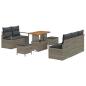 Preview: 8 Teiliges Garten Sofa Set mit Kissen Grau Poly Rattan Akazie, 2-Sitzer Garten Sofa mit Kissen Grau Poly Rattan, 3 Teiliges Garten Ess Set mit Kissen Grau Poly Rattan Akazie