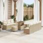 Preview: ARDEBO.de - 10-teiliges Garten Sofa Set mit Kissen Beige Poly Rattan Akazie, 2-Sitzer Garten Sofa mit Kissen Beige Poly Rattan, 3-teiliges Garten Essset mit Kissen Beige Poly Rattan Akazie