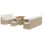 Preview: 10-teiliges Garten Sofa Set mit Kissen Beige Poly Rattan Akazie, 2-Sitzer Garten Sofa mit Kissen Beige Poly Rattan, 3-teiliges Garten Essset mit Kissen Beige Poly Rattan Akazie