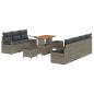 Preview: 10-teiliges Garten-Sofa Set mit Kissen Grau Poly Rattan Akazie, 2-Sitzer Garten-Sofa mit Kissen Grau Poly Rattan, 3-teiliges Garten-Dining-Set mit Kissen Grau Poly Rattan Akazie