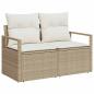 Preview: 11-teiliges Garten Sofa Set mit Kissen Beige Poly Rattan Akazie, 2-Sitzer Garten Sofa mit Kissen Beige Poly Rattan, 3-teiliges Garten Essset mit Kissen Beige Poly Rattan Akazie