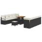 Preview: Gartensofa-set mit Kissen 11 pcs Schwarz Poly-Rattan