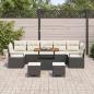 Preview: 10-teiliges Garten Sofa Set mit Kissen Schwarz Poly Rattan Akazie, 2-Sitzer Garten Sofa mit Kissen Schwarz Poly Rattan, 3-teiliges Garten Essset mit Kissen Schwarz Poly Rattan Akazie