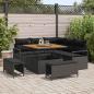Preview: ARDEBO.de - 8-teiliges Garten-Sofa-Set mit Kissen Schwarz Poly-Rattan Akazie, 2-Sitzer Garten-Sofa mit Kissen Schwarz Poly-Rattan, 3-teiliges Garten-Essset mit Kissen Schwarz Poly-Rattan Akazie