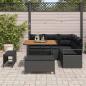 Preview: 8-teiliges Garten-Sofa-Set mit Kissen Schwarz Poly-Rattan Akazie, 2-Sitzer Garten-Sofa mit Kissen Schwarz Poly-Rattan, 3-teiliges Garten-Essset mit Kissen Schwarz Poly-Rattan Akazie