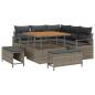 Preview: 8-teiliges Garten Sofa Set mit Kissen Grau Poly Rattan Akazie, 2-Sitzer Garten Sofa mit Kissen Grau Poly Rattan, 3-teiliges Garten Essset mit Kissen Grau Poly Rattan Akazie